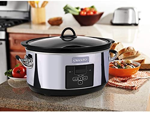 Crock-Pot 7 Quart Programmable Slow Cooker – Polished Platinum Signature C128