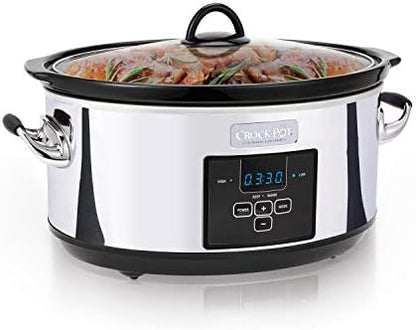 Crock-Pot 7 Quart Programmable Slow Cooker – Polished Platinum Signature C128