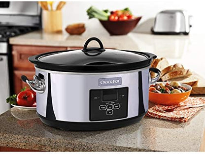 Crock-Pot 7 Quart Programmable Slow Cooker – Polished Platinum Signature C128